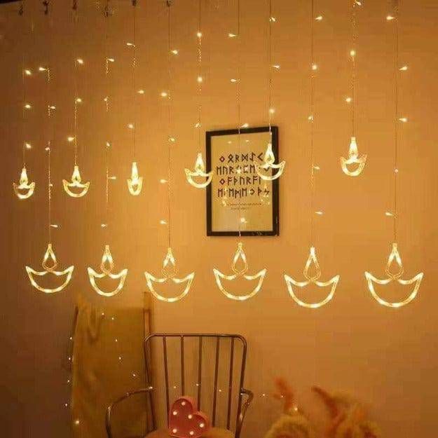 6*6 Diya Curtain Light With Different Flashing Mode
