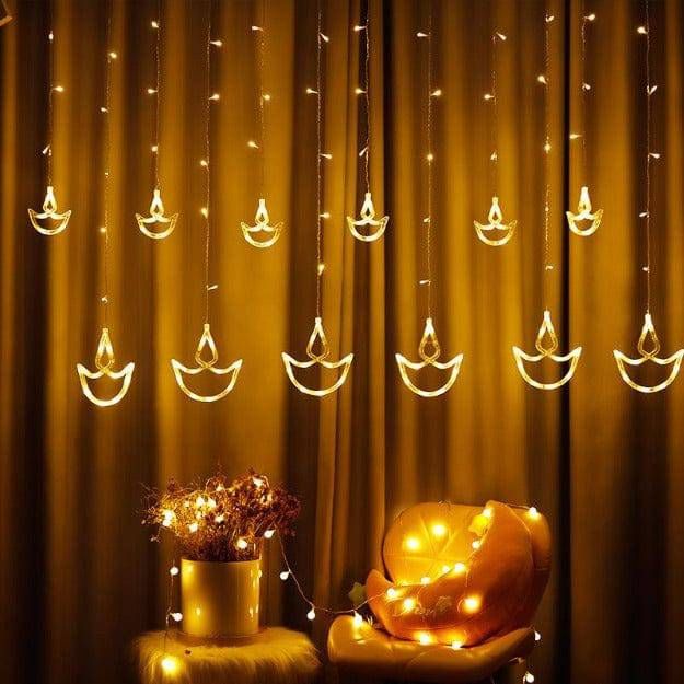 6*6 Diya Curtain Light With Different Flashing Mode