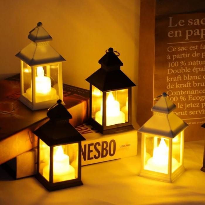 Mini Lantern With LED (Size: 4 Inch) (24 Piece Pack)
