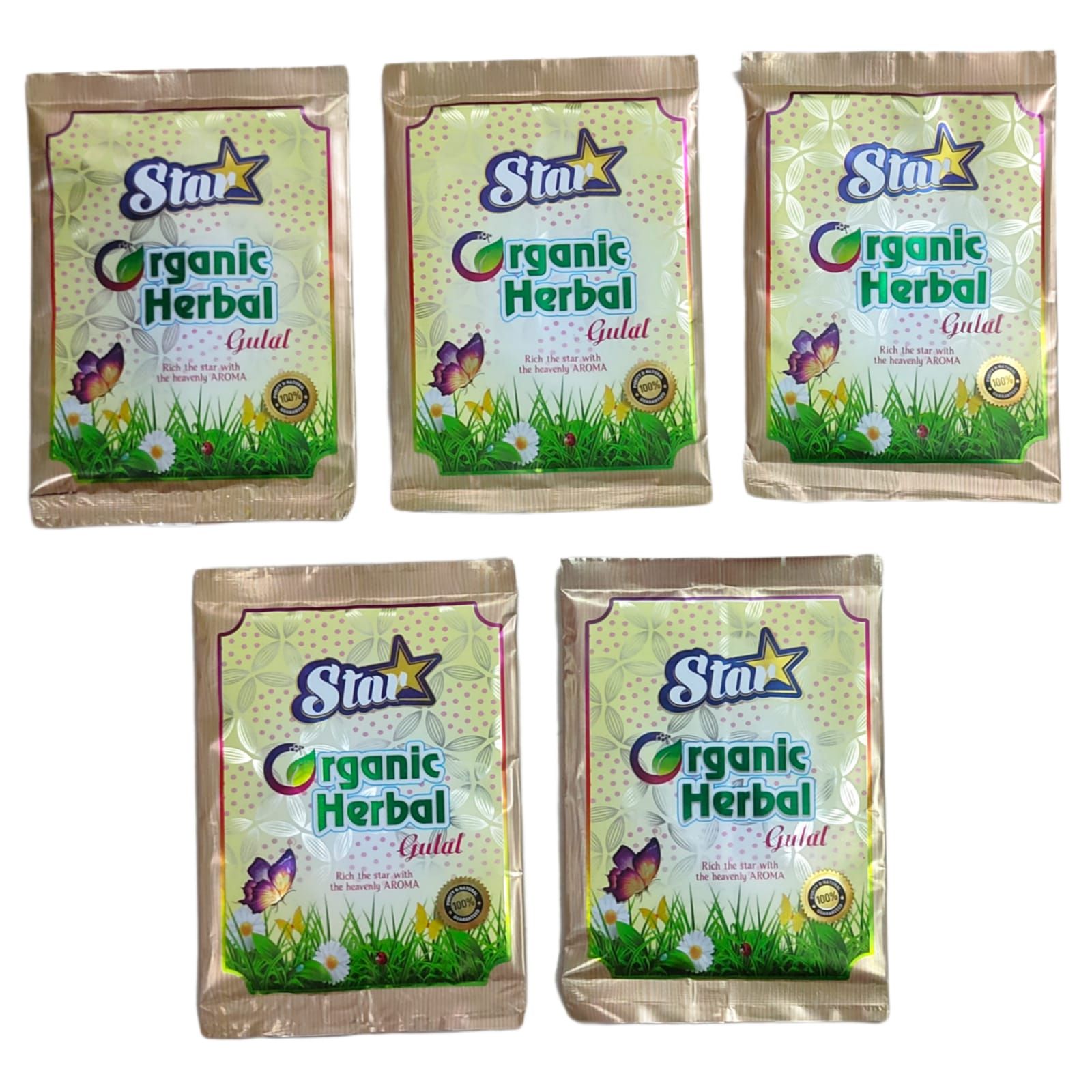 Star - Organic Herbal Gulal (80gm) (5 Piece Pack)