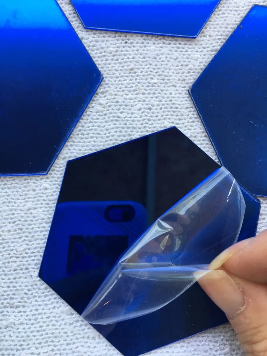 Blue Colour Hexagon Mirror Stickers For Decoration-(12cm*11cm) (10 Piece Pack)