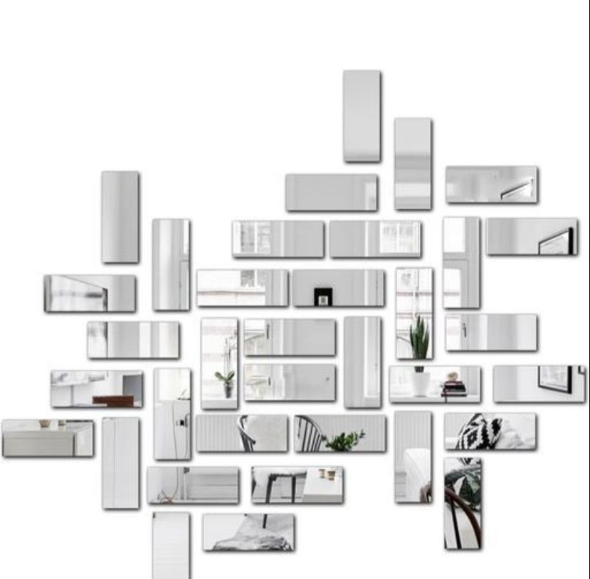 Rectangle Mirror Stickers For Decoration (15cm*6cm)-Golden Colour (10 Piece Pack)