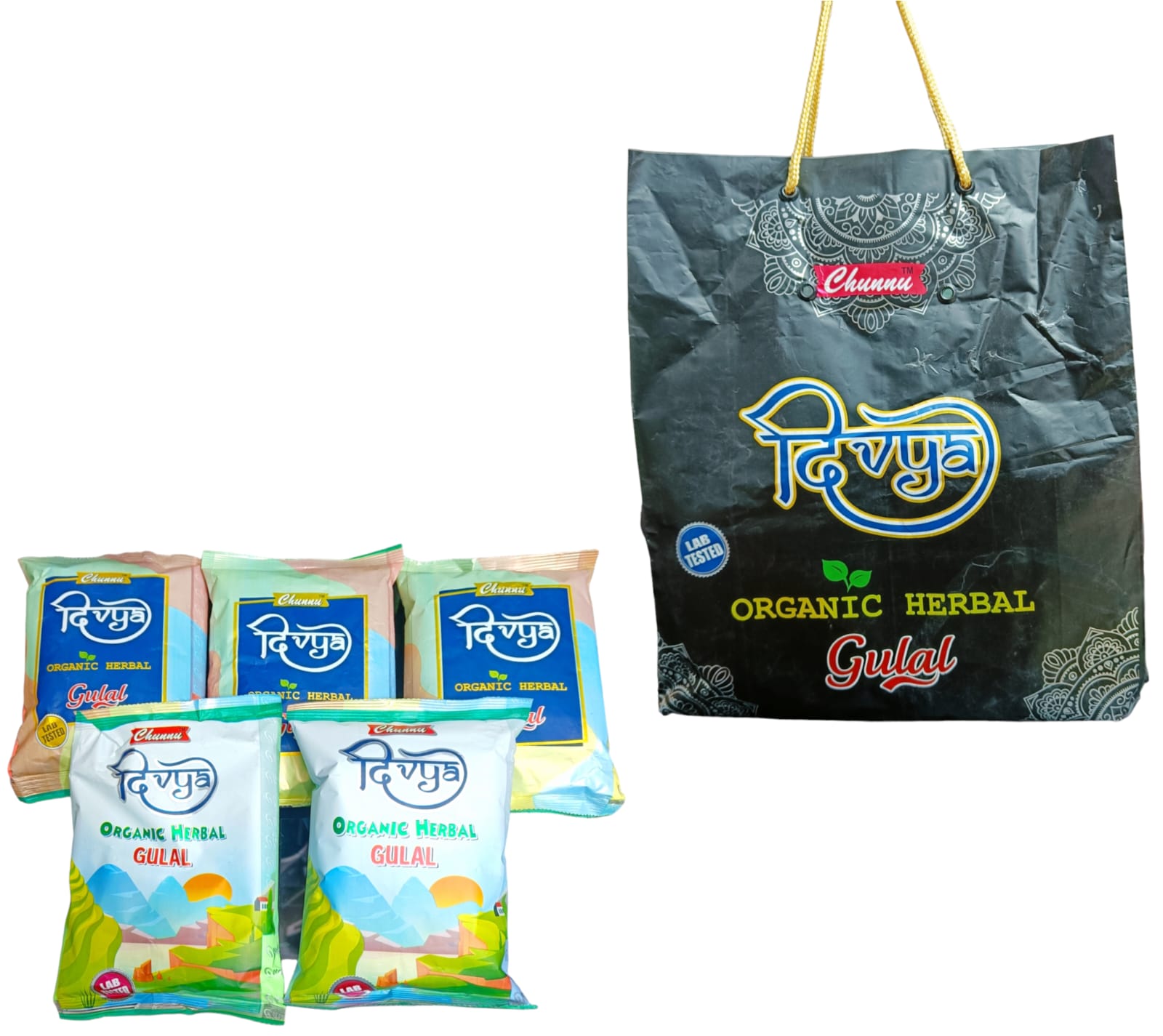 Divya Herbal Organic Gulal Gift Pack - (1 Set)