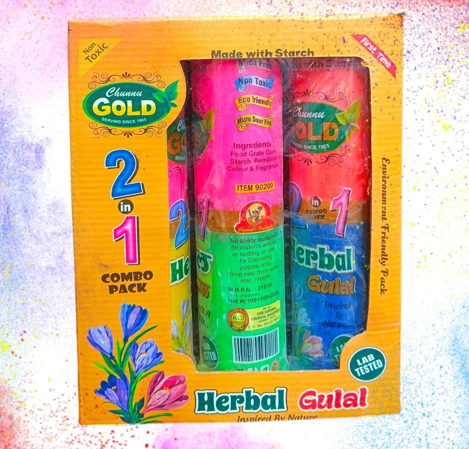 Chunnu Gold 2 in 1 Organic Herbal Gulal Gift Pack (5 Set)