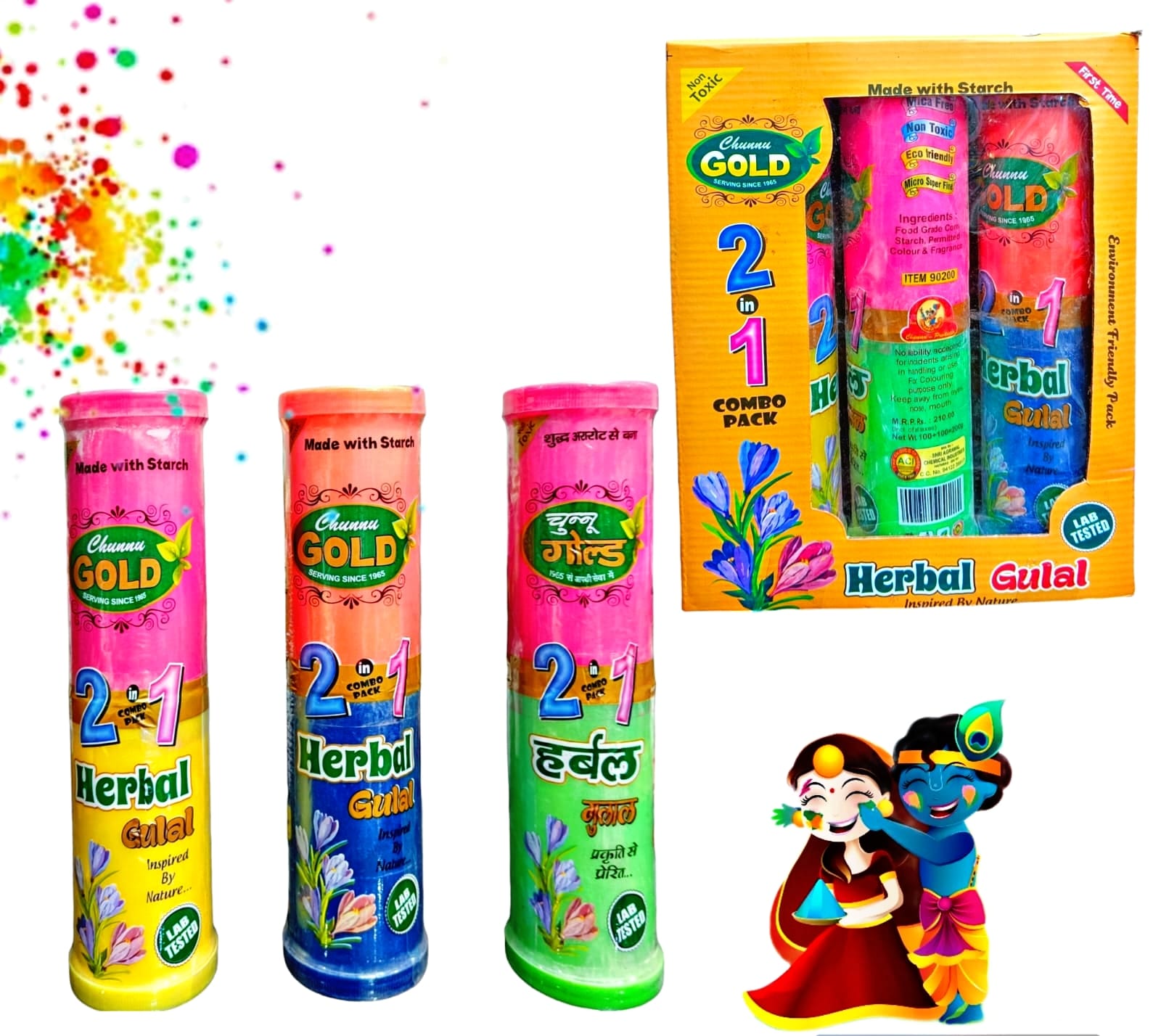 Chunnu Gold 2 in 1 Organic Herbal Gulal Gift Pack- (1 Piece)