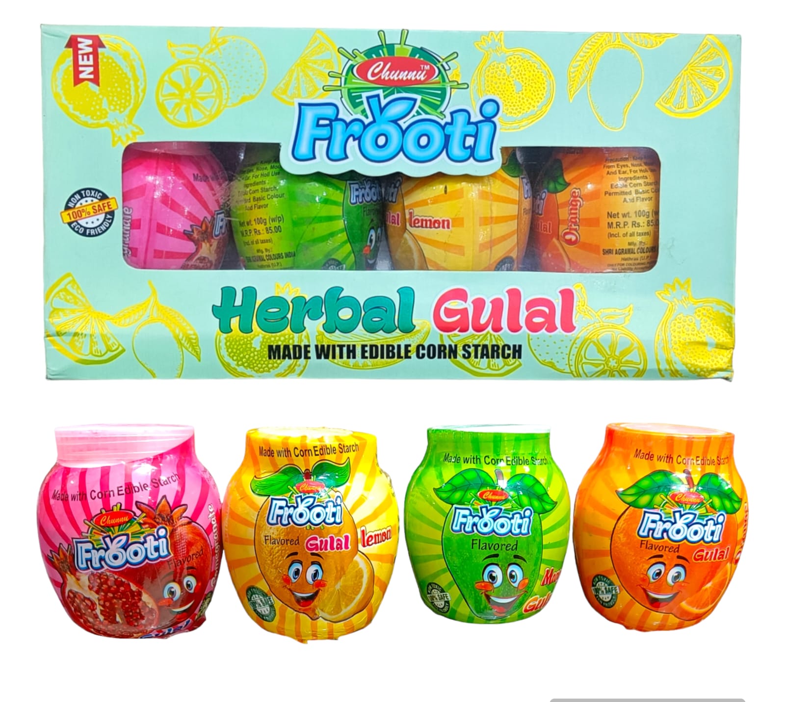 Frooti Herbal Gulal (100g Each) - (1 Box) (4 Piece Pack)