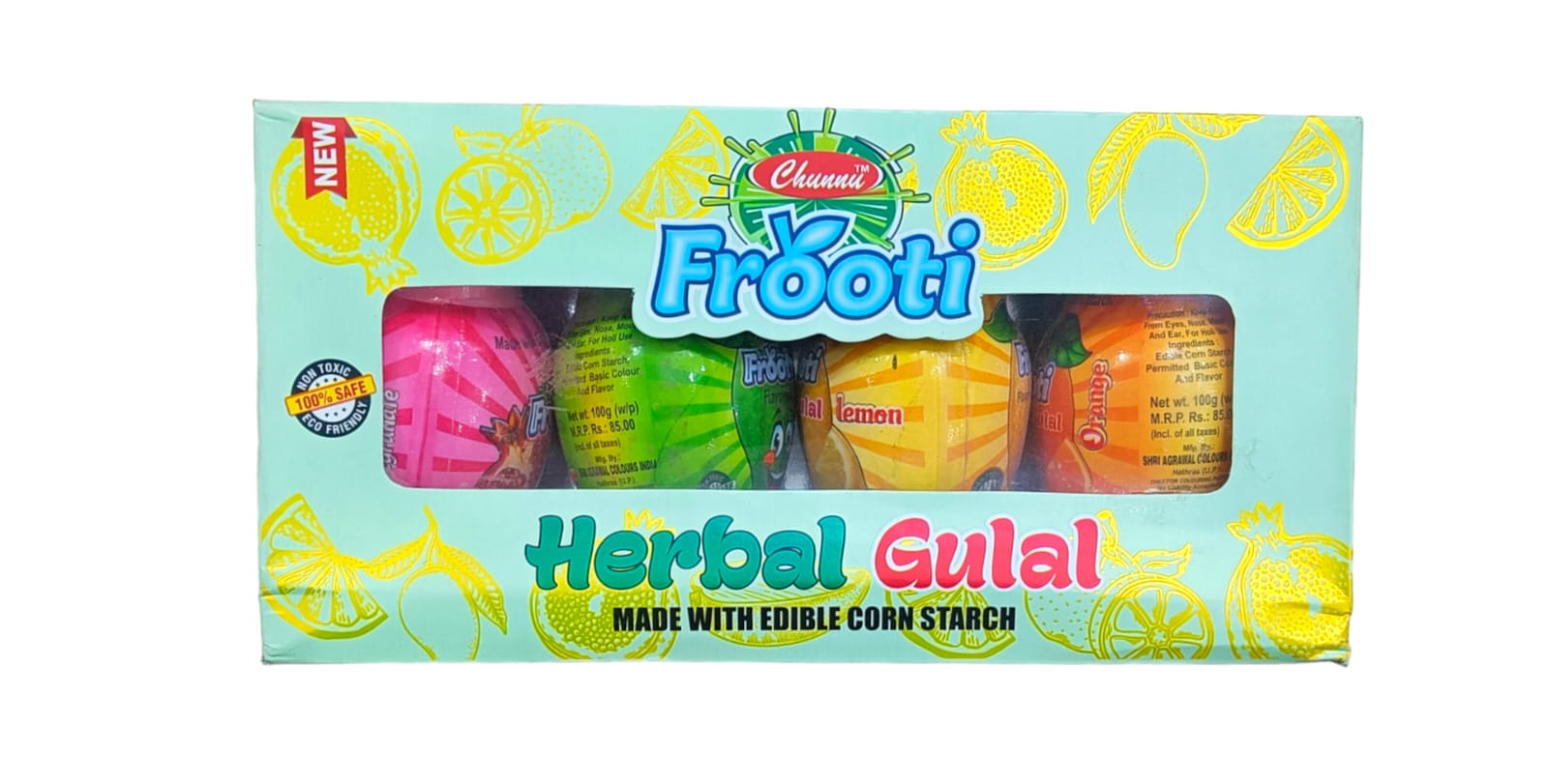 Frooti Herbal Gulal (100g Each) - (1 Box) (4 Piece Pack)