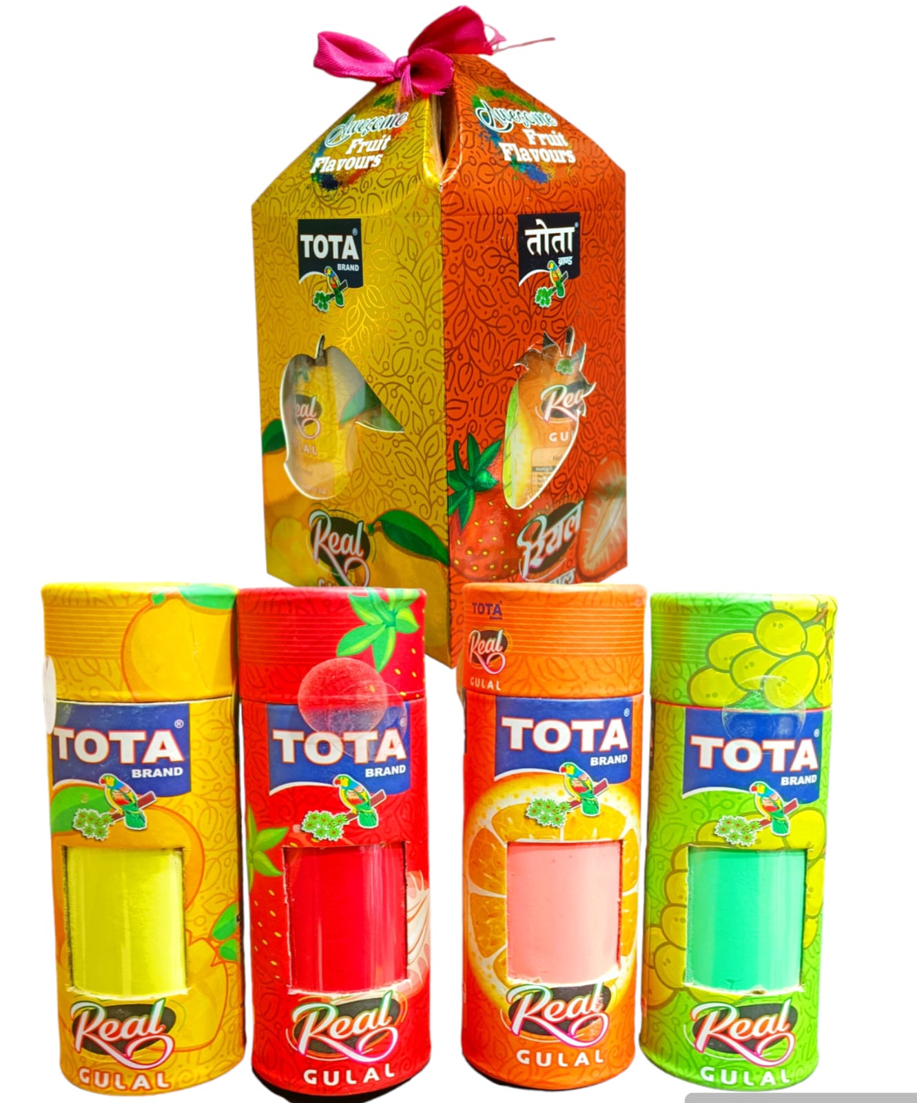 Tota Brand - Real Fruit Gulal Gift Pack of 4 Gulal Box (10 Piece Pack)