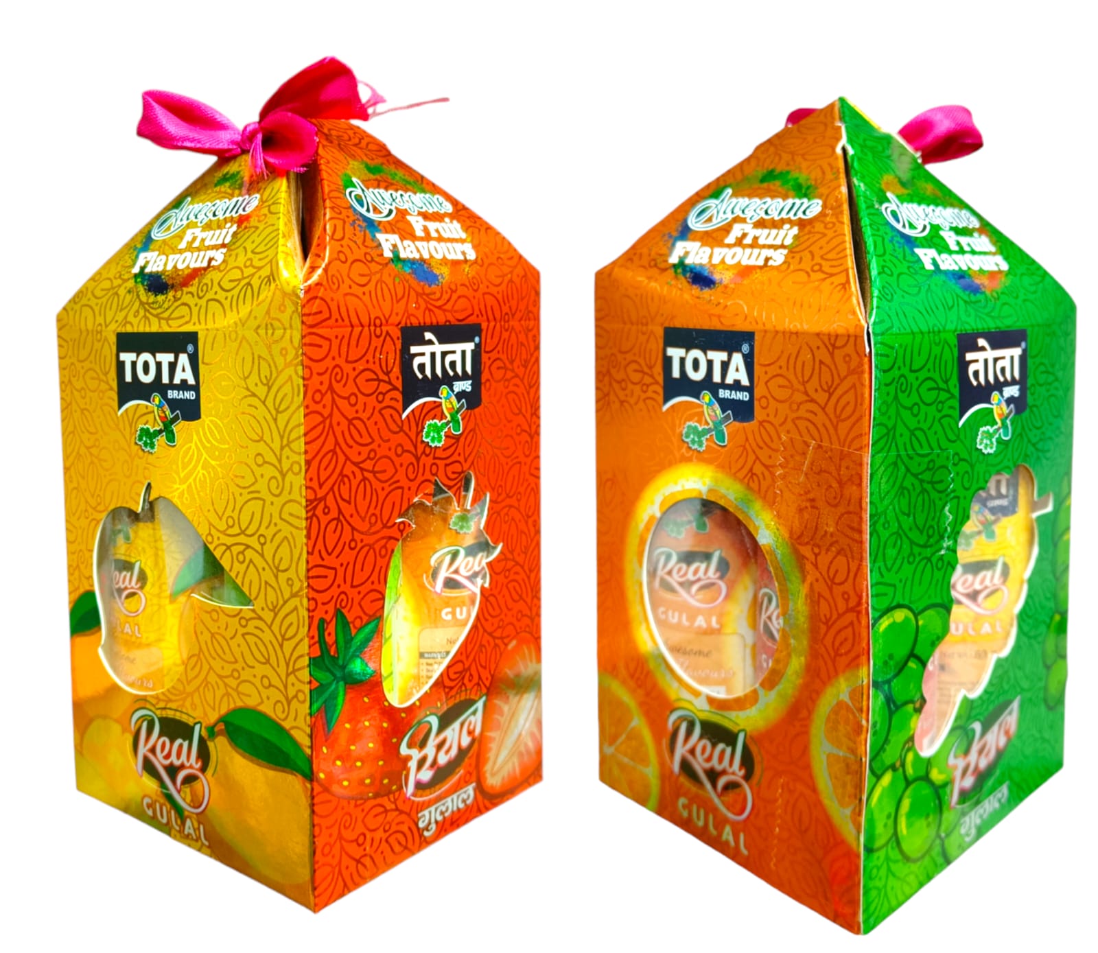 Tota Brand - Real Fruit Gulal Gift Pack of 4 Gulal Box (1 Piece Pack)