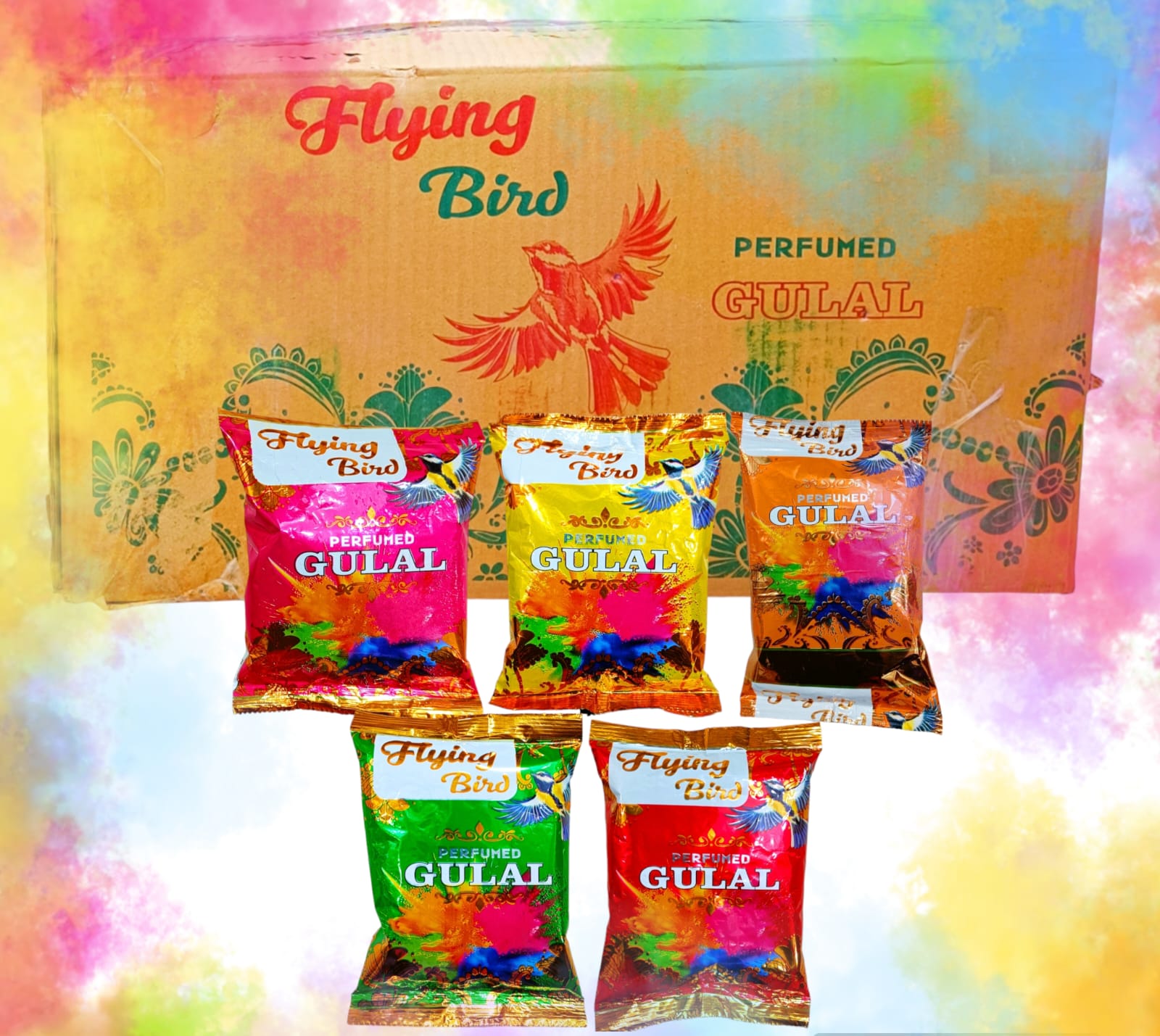 Flying Bird Perfumed Gulal (80g) - (1 Cartoon) (150 Piece Pack)
