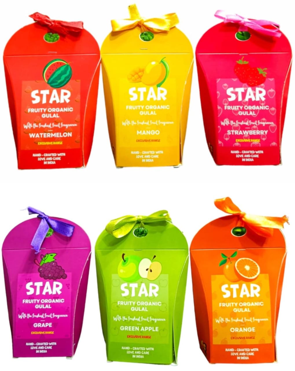 Star Fruity Organic Gulal Gift Pack of 6 Different Fruits - (10 Box Set)