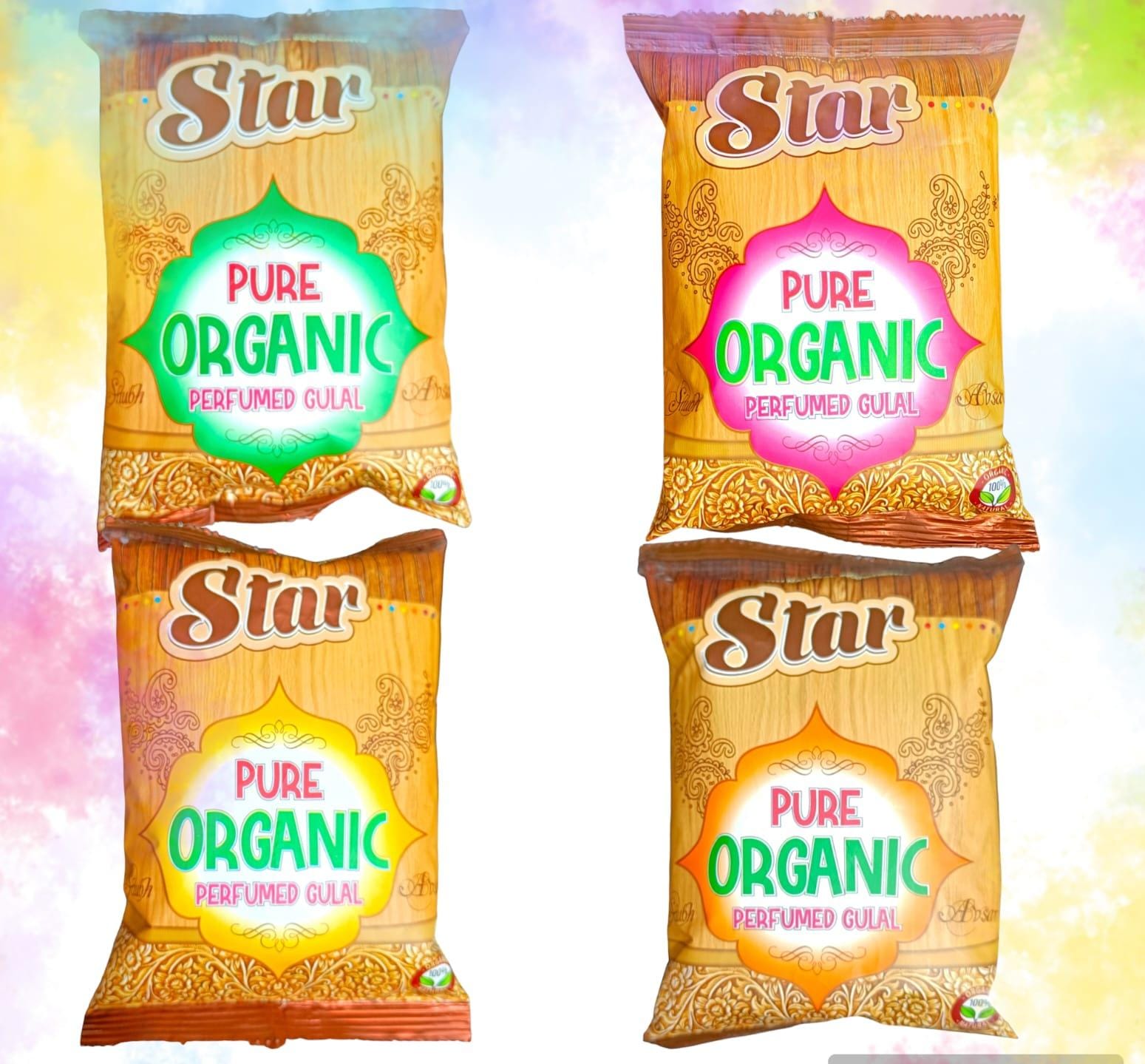 Star Pure Organic Perfumed Gulal (80g) (MRP: 50/-) - (1 Cartoon) (120 Piece Pack)