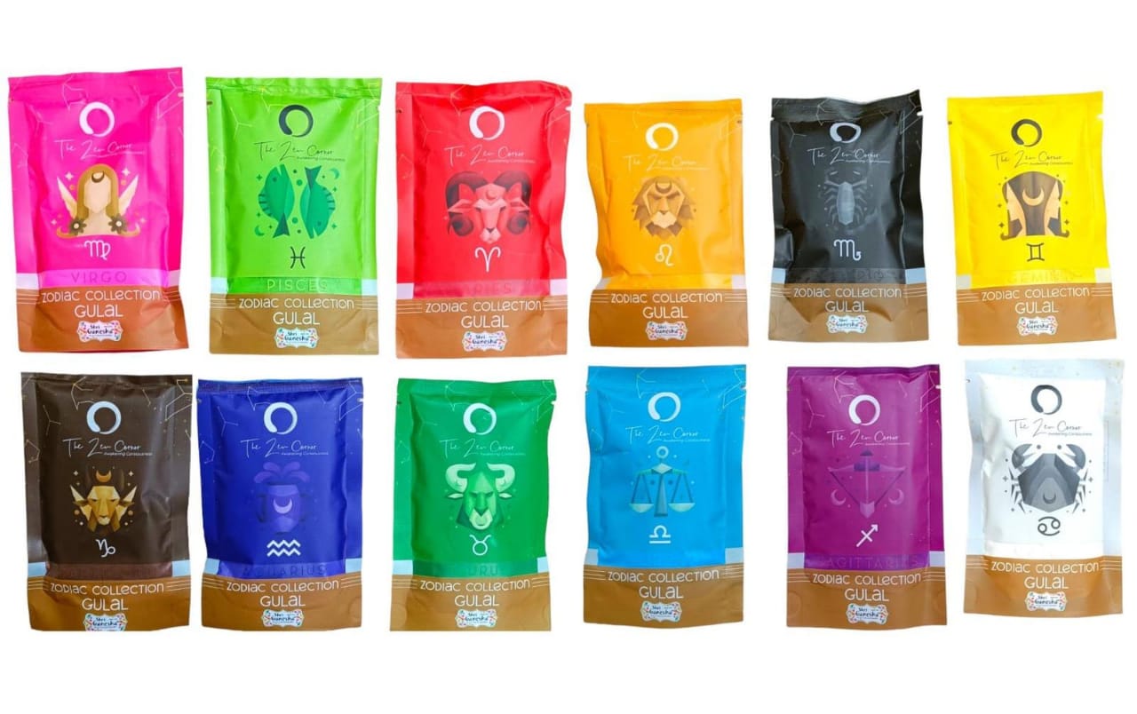 Zodiac Collection Gulal Gift Pack (50g each) (12 Piece Pack)
