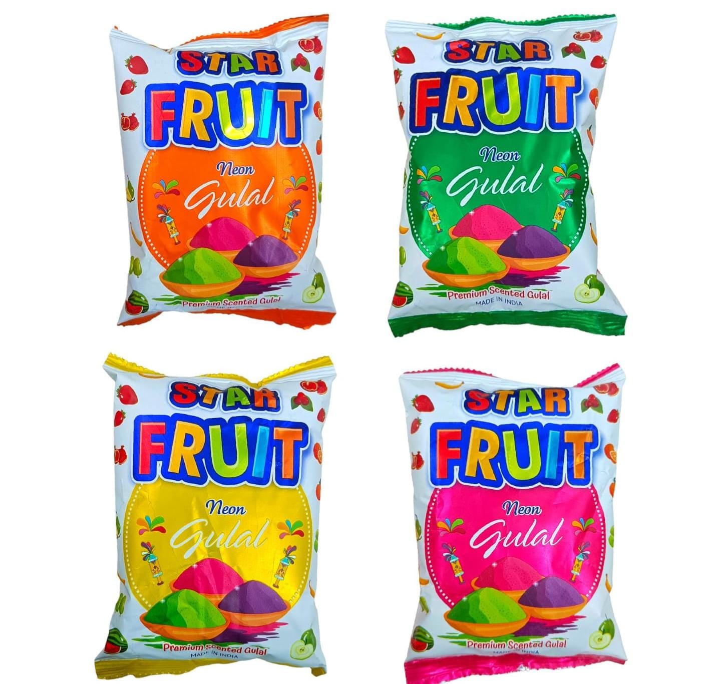 Star Fruit Neon Gulal (100g Each) -(1 Cartoon) (120 Piece Pack)