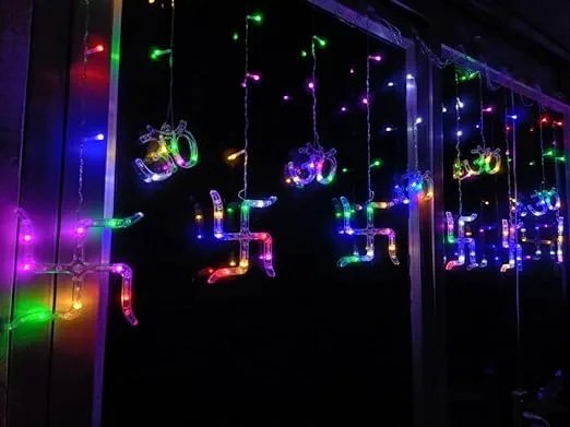 6*6 OM Swastik Curtain Light With Different Flashing Modes