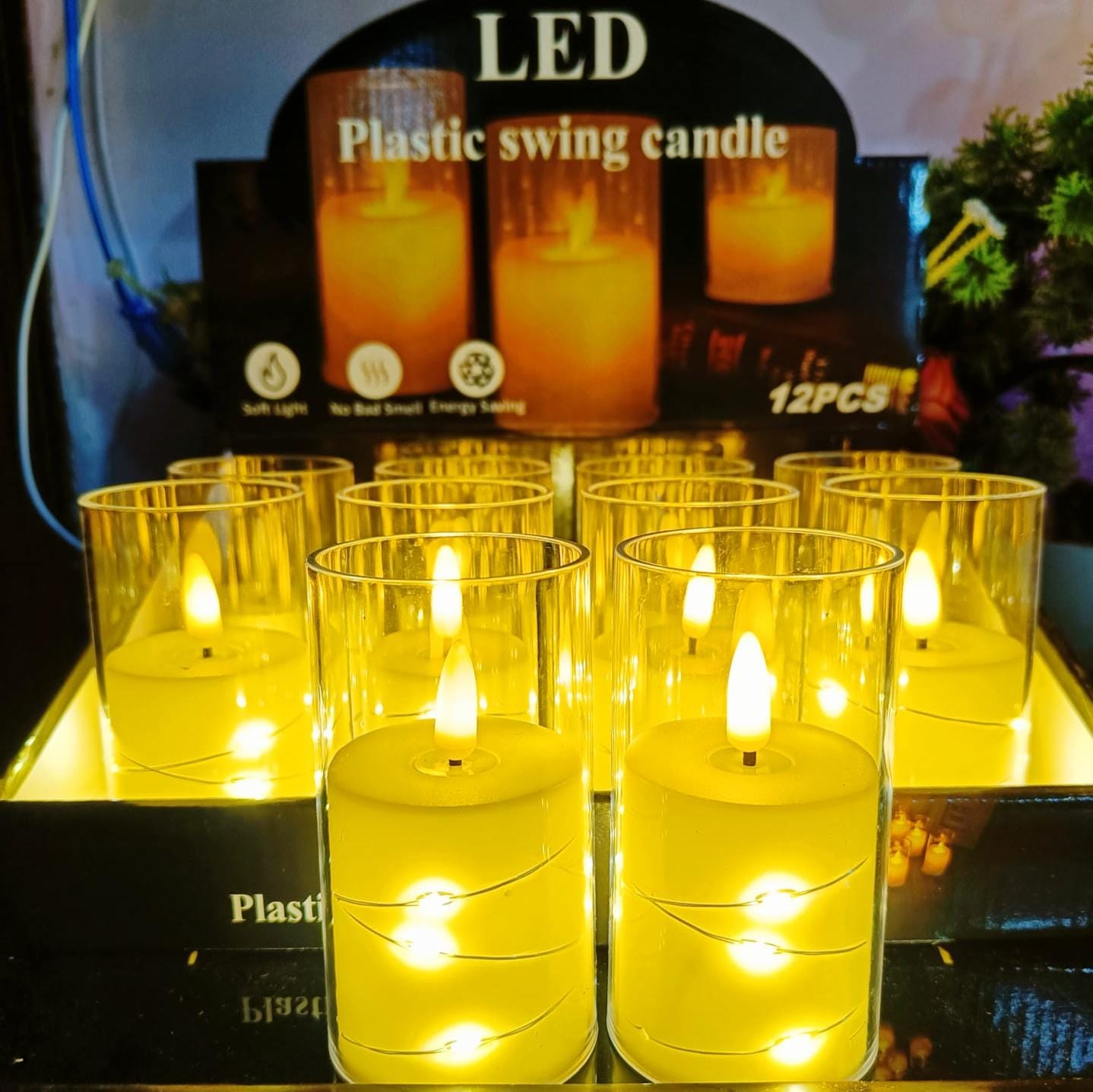 Smokeless 3D Wick Candle With Lighting Glass (Size: 4 Inch) (12 Piece Pack)