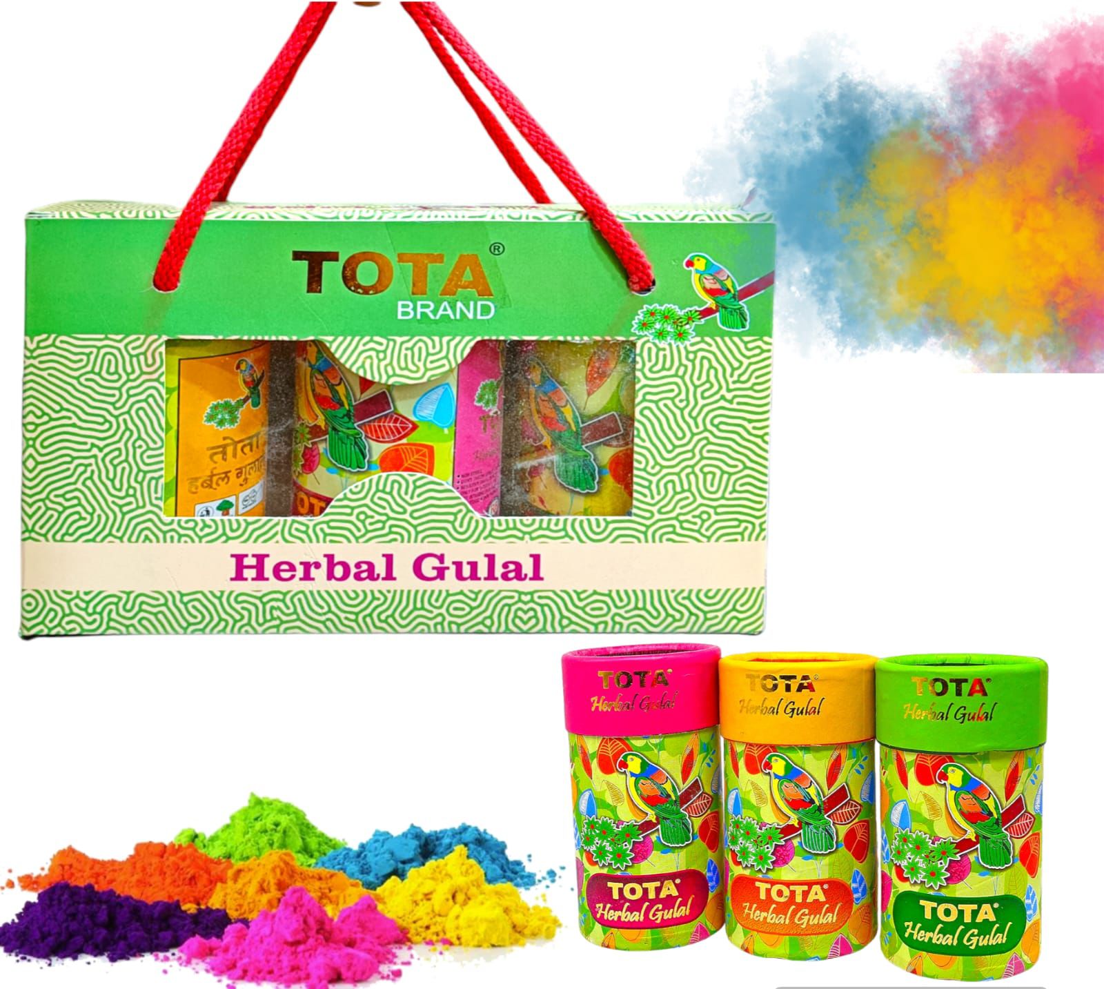 Tota Brand - Herbal Gulal Gift Pack Of 3 Gulal Box (10 Piece Pack)