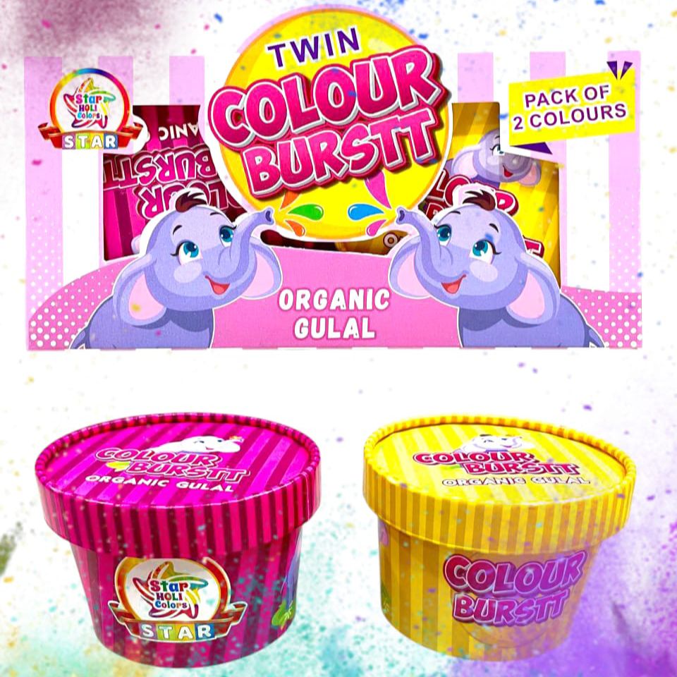 TWIN Colour Brustt Organic Perfumed Gulal (10 Box) (10 Piece Pack)