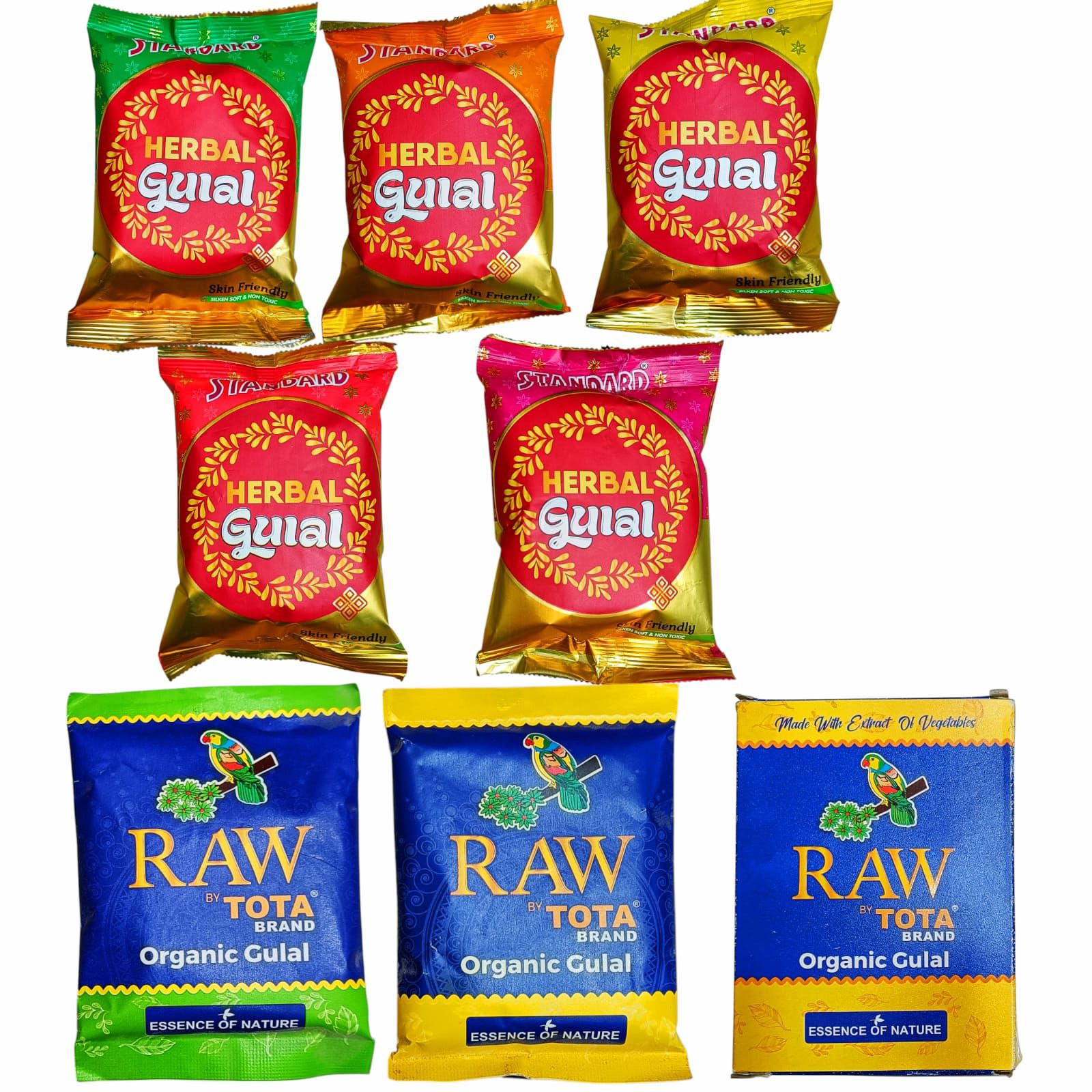 Standard Organic Herbal Gulal Gift Pack (Total 7 Pouch Inside) (1 piece Pack)